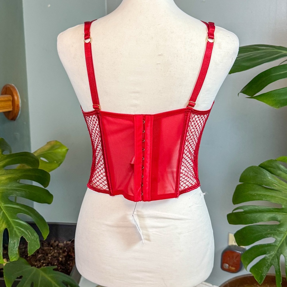 NWT Adore Me Red Lace Corset Top 36D Bustier Lingerie Bralette Y2K Valentine - Picture 4 of 9